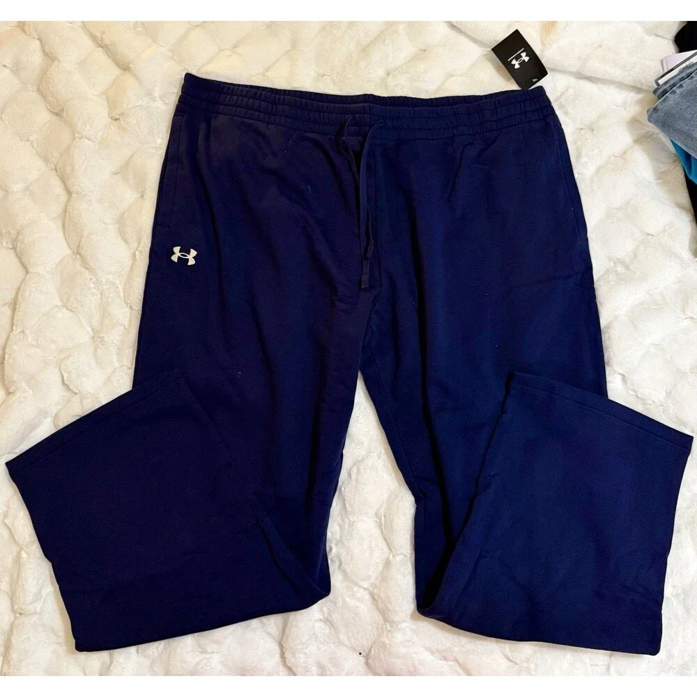 Under Armour UA Rival Fleece Pants Men's 4XL Big & Tall Blue Loose Drawstring